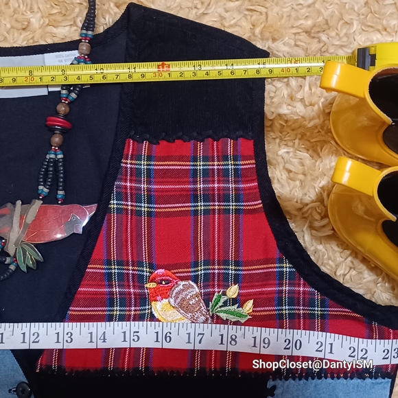 Vtg 1980s Tartan Corduroy Vest  With Patchwork Design - Picture 8 of 15